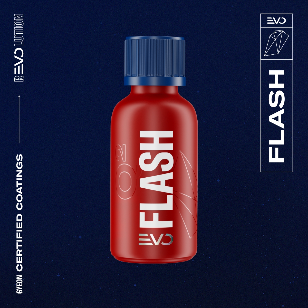 GYEON Flash certified coating product on a deep blue background.